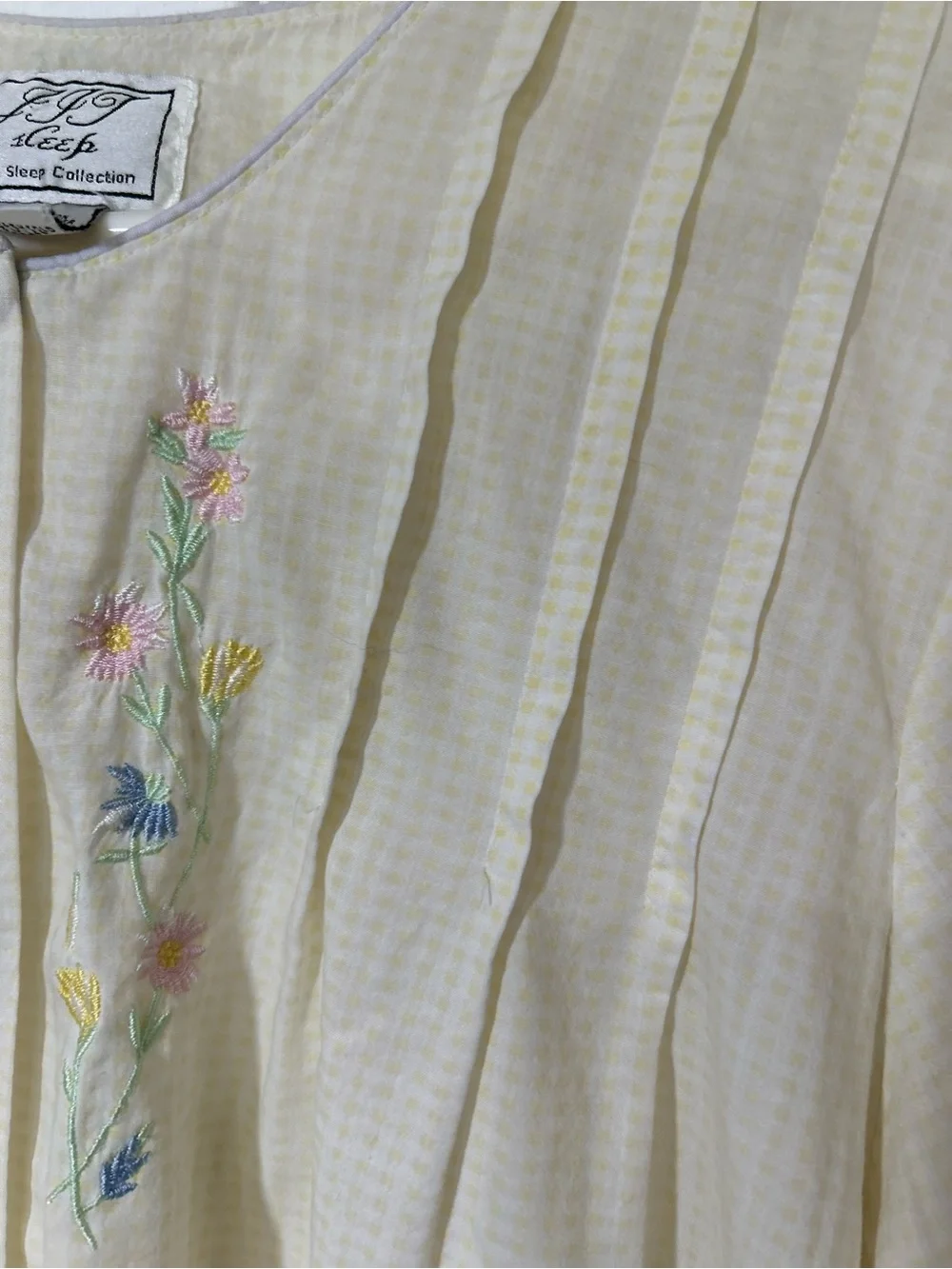 JIT Sleep Collection XL Floral Embroidered Yellow Gingham Nightgown